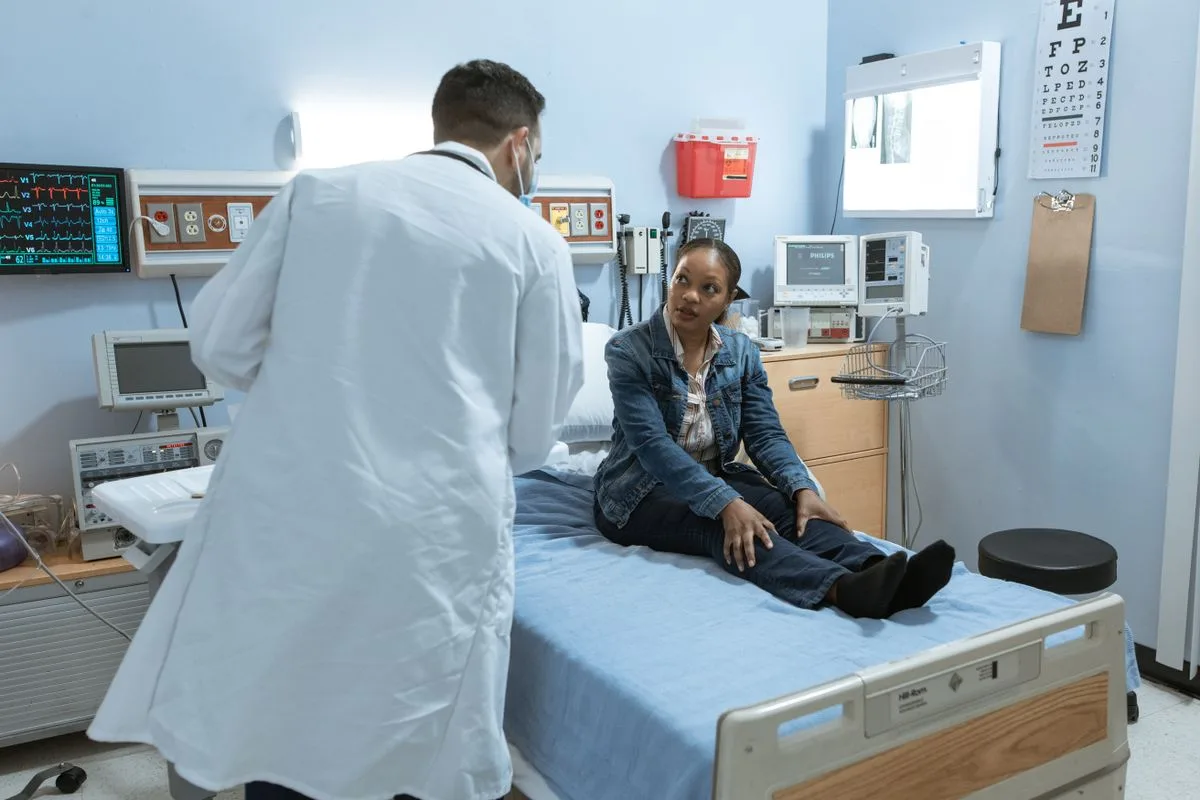 Patient speaking with a clinician